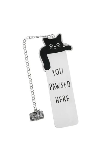 esdekor Black Cat Attractive Black Cat'Stop Here' Stainless Steel Bookmark Cat Lovers