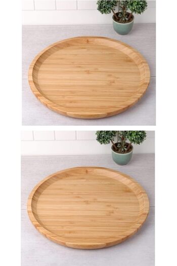 STOREMAX Piece 20 cm Bamboo Wood Round Cake Breakfast Serving Presentation Plate 1088605