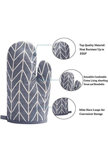 RADIOTRONICS YOUBAMI Cotton Kitchen Oven Mitt Glove, Grey