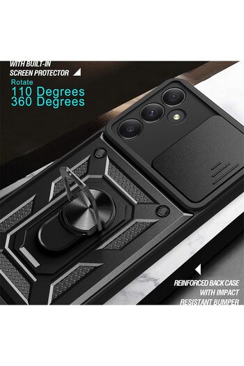 m.tk moveteck Samsung Galaxy S25 Fe Case Camera Protection Sliding Ring Armor Military Tank Slide Cover