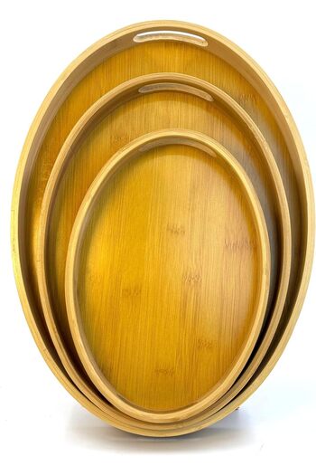 STOREMAX Bamboo 3-Piece Tray Set – Presentation, Tea and Serving Tray, Bamboo Wood Tray Set, Stylish and Durable