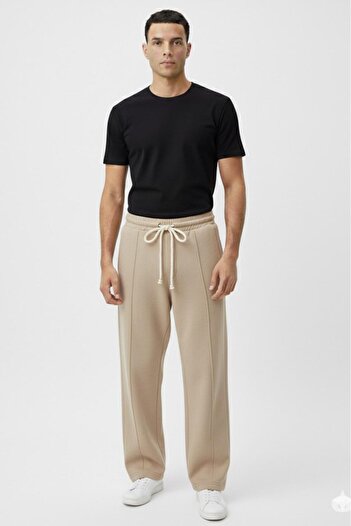 stg spor toptan giyim Men's Winter Cotton-Lined Wide-Leg Baggy Sweatpants