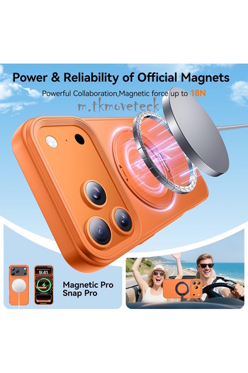 m.tk moveteck iPhone 17 Pro Case with Magsafe Ring 360 Rotatable Ring Stand Armor Matte Magnetic Cover