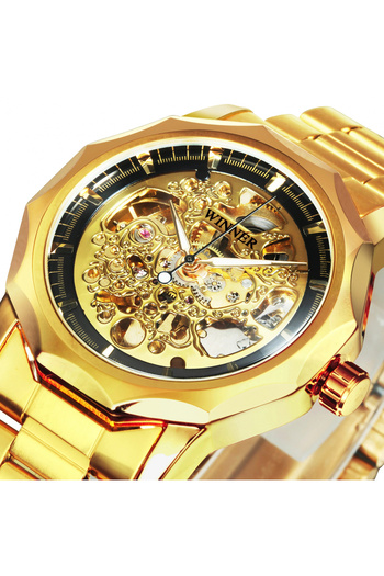 T-WINNER Men's wristwatch Mechanical Automatic Mechanism Steel Classic Gold