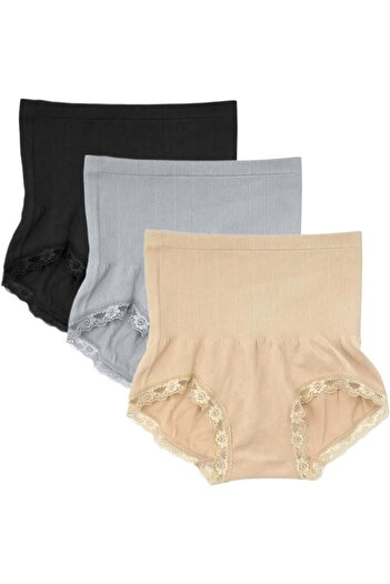 Dress Cici High Waisted Underwear With Lace for Women, High Waist Nylon Panties (3 Set)