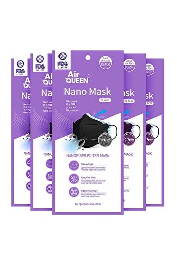 Air Queen 5-pack Nanofiber Filter Face Mask Set Made in South Korea