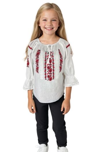 rody's forever Girls’ Blouse CPO White/Red, 12 Years 140 cm