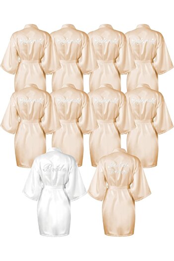 Jecery 10 Pcs Women's Kimono Robe Bridesmaids Wedding Robes with Rhinestones
