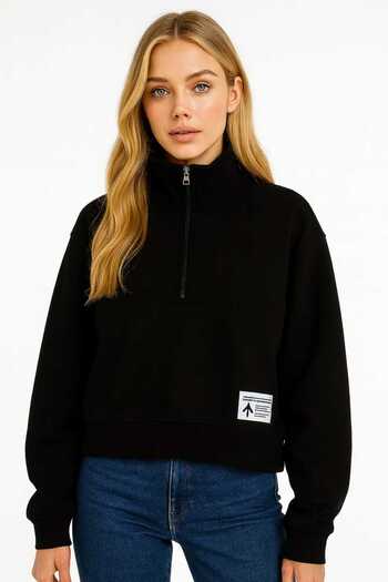 gigigiyim Half Zipper Medium Length Three Thread Women's Sweatshirt