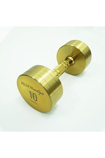 YALLA HomeGym 10KG Luxury Gold Colored Premium Round Dumbbells, Exclusive Edition, For Training, Gift & Showcase