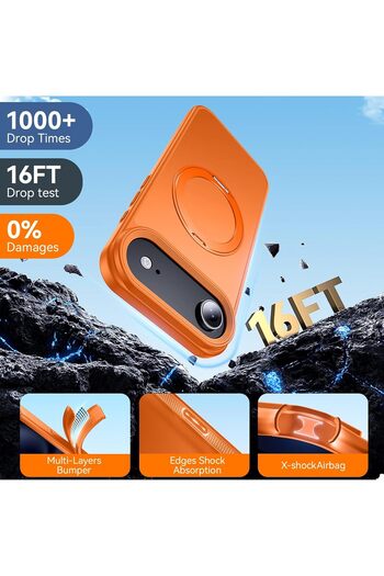 m.tk moveteck Apple iPhone 17 Air Case Magsafe Ring 360 Rotatable Ring Stand Armor Matte Magnetic Cover