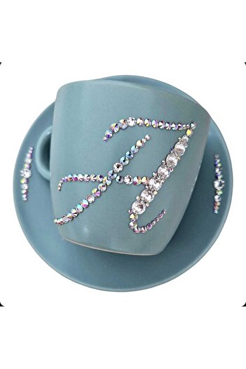 by Alexandra Vacarusi Personalized cup and saucer set with Swarovski Crystals and Preciosa Crystals, 25cl, Christmas gift