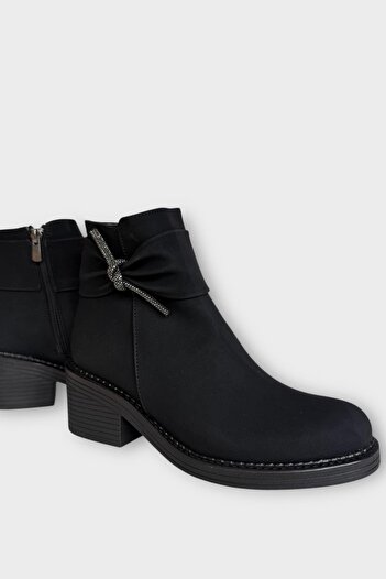 Liger Stone Detailed Thick Heeled Women's Boots Black - Smoked