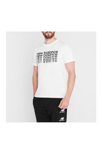 New Balance Tricou cu logo NB pentru bărbați, alb, XL