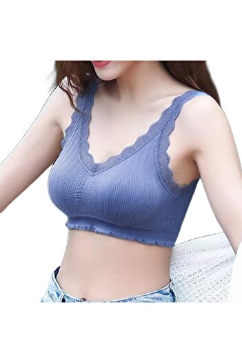 Dress Cici Lace Wire Free Everyday Bra, V-Neck Push Up with Removable Padding (2 PCS)