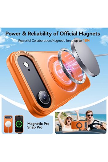 m.tk moveteck Apple iPhone 17 Air Case Magsafe Ring 360 Rotatable Ring Stand Armor Matte Magnetic Cover