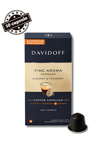 Davidoff 10 Espresso Fine Aroma Aluminum Capsules - Compatible with Nespresso