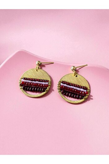 dela otantik Colorful Beaded Gold Color Round Dangle Earrings –Handmade Bohemian Authentic Ethnic Big Bijoux
