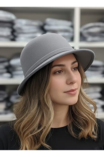 CEDAN Women's Camel Feather Felt Bucket Hat