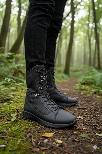 Zerenyus Verton Lace-up Casual Ανδρικές Στρατιωτικές Μπότες εξωτερικού χώρου Μαύρες