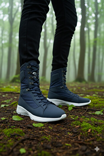 Zerenyus Verton Lace-up Casual Ανδρικές Στρατιωτικές Μπότες εξωτερικού χώρου Ναυτικό Μπλε