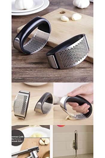 Single Stainless Steel Garlic Press with Plastic Handle