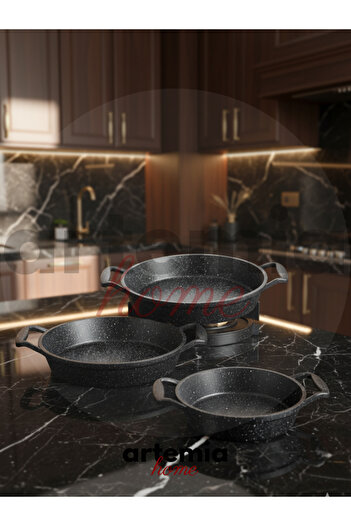 Artemia Home 3-Piece Sahan Set |   Capless Granite Casting |   Premium Set with Heat Resistant Non-Stick Surface