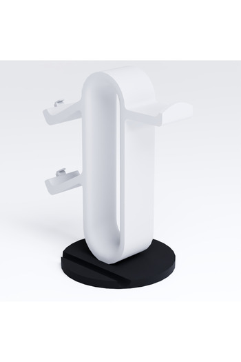 Black Edge Headset, Phone And Game Controller Stand - Holds 1 Headphone, 2 Controllers And 1 Phone