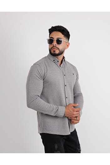 cliento Lycra Knitted Fabric Buttoned Modern Men's Shirt