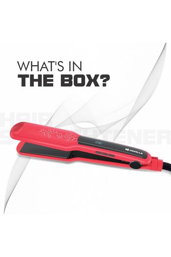 HAVELLS HS4121 Wide plate temperature control hair straightener (Red)