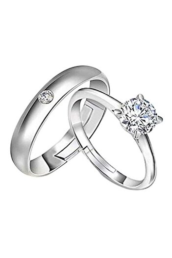 Generic 925 Sterling Silver Plated Couple Ring Set