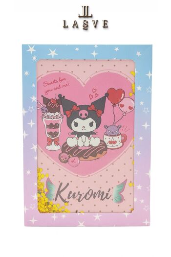 kuromi Heart-Shaped Liquid Heart-Filled Moving Cover Lined Notebook – Licensed