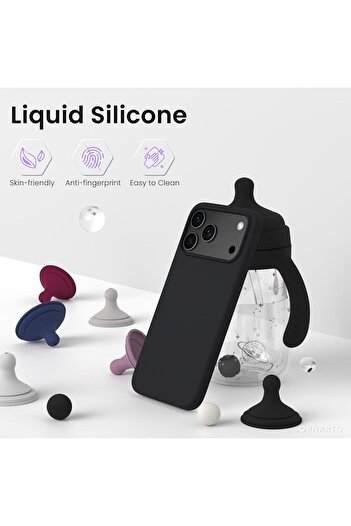 Joyshell Case for iPhone 17 Pro Max, Velvety Silicone with Microfiber Interior, Black