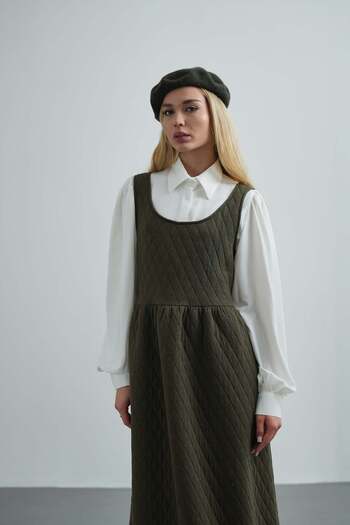Molly Nelly Women's Long Gilet Quilted Polite Winter Casual Dress