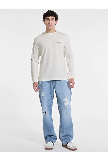 Guess Logo Patterned Long-Sleeved T-Shirt