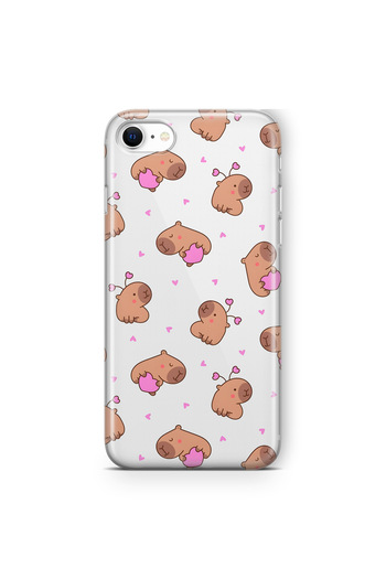 FLAMENKO iPhone Se 2020 / 2022 Cute Capybara Pattern Transparent Phone Case