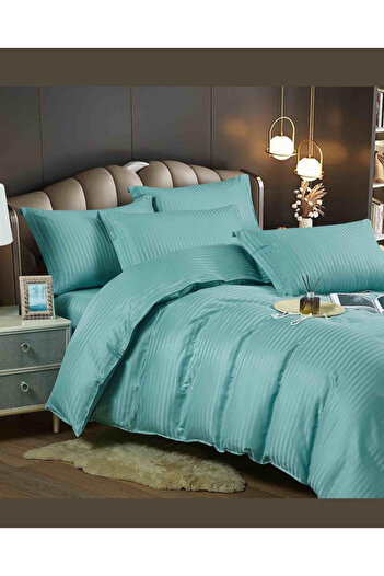 Truva Grup 4 Piece Bed Linen Set – 100% Fine Damask Cotton – Double Bed – Turquoise – Premium Quality
