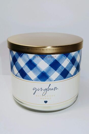Bath & Body Works White Barn New Gingham 3-Wick Candle, 14.5 oz, 25-45 Hour Burn Time
