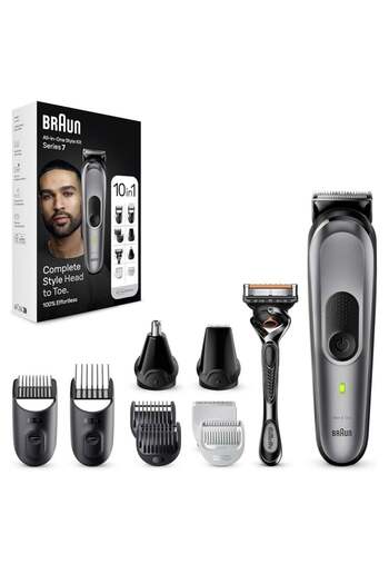 Braun Series 7 10-in-1 Multi-Grooming Kit for Hair, Beard, Ear, Nose and Body (Gray)