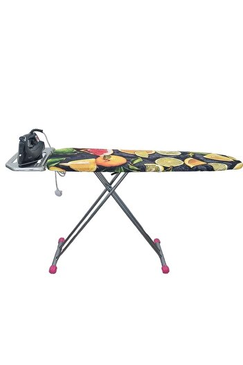 Genesis Multi-Color Turkish Ironing Table 33x114 cm with Steam Iron, Heat-Resistant, Adjustable Heig