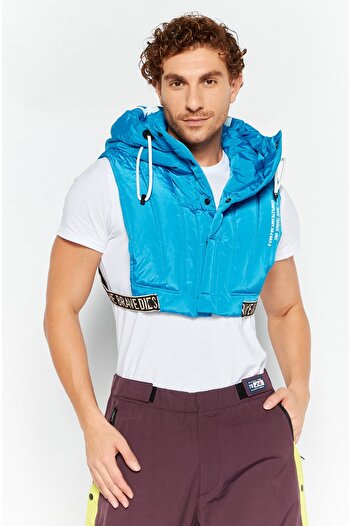 Diesel Men Plain Hooded Puffer Vest Jacket, Blue