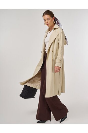 Kayra Men's Lapel Trench Coat Stone