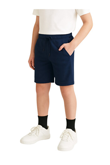 Victor and Jane By Styli Teens Navy Blue French Terry Shorts