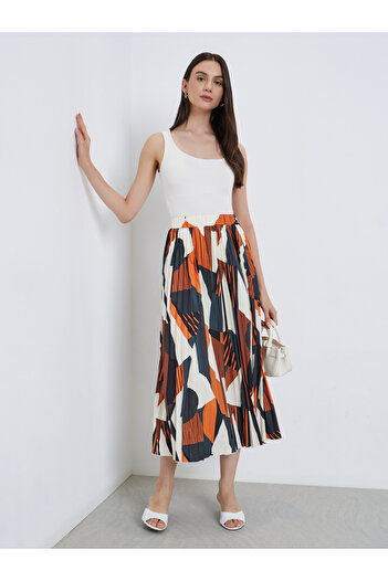 Take Two By Styli Women Geometric Print Pleated Midi Skirt