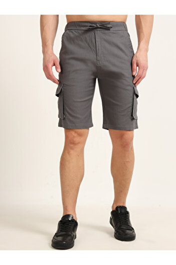 Bushirt By Styli Grey Cargo Linen Shorts