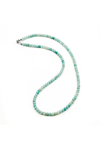 Velar Bracelets Necklace with Natural Amazonite Stones and 925 Silver Balls