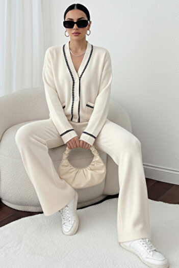 benguen Cut Line Jacket Set H25306 Stone Color