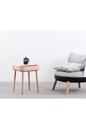 OEM Minimalist coffee table for living room or bedroom, square shape, wooden legs (40x40x47 cm)