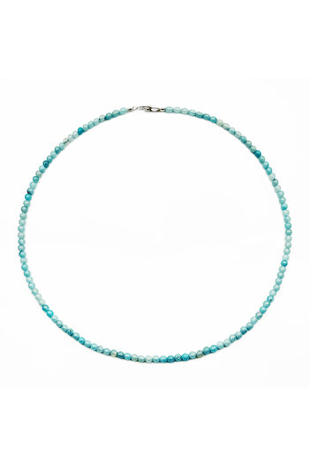 Velar Bracelets Necklace with Natural Amazonite Stones and 925 Silver Balls