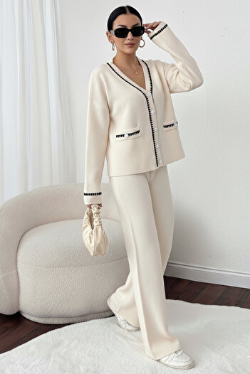benguen Cut Line Jacket Set H25306 Stone Color